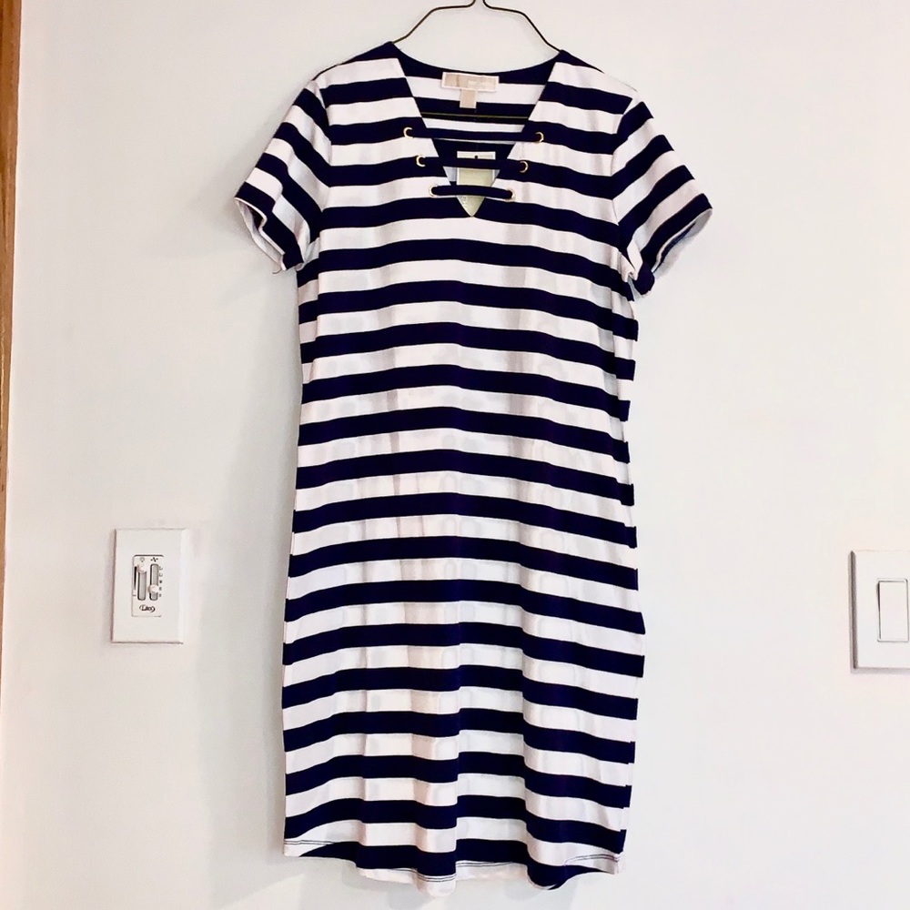 michael kors striped navy dress
